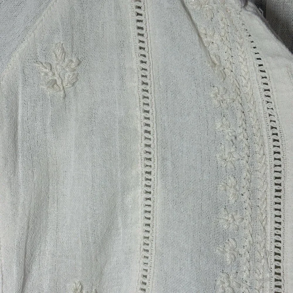House of Harlow 1960 Boho Top Size L Ivory Embroidered Romantic Cottagecore - Picture 9 of 15